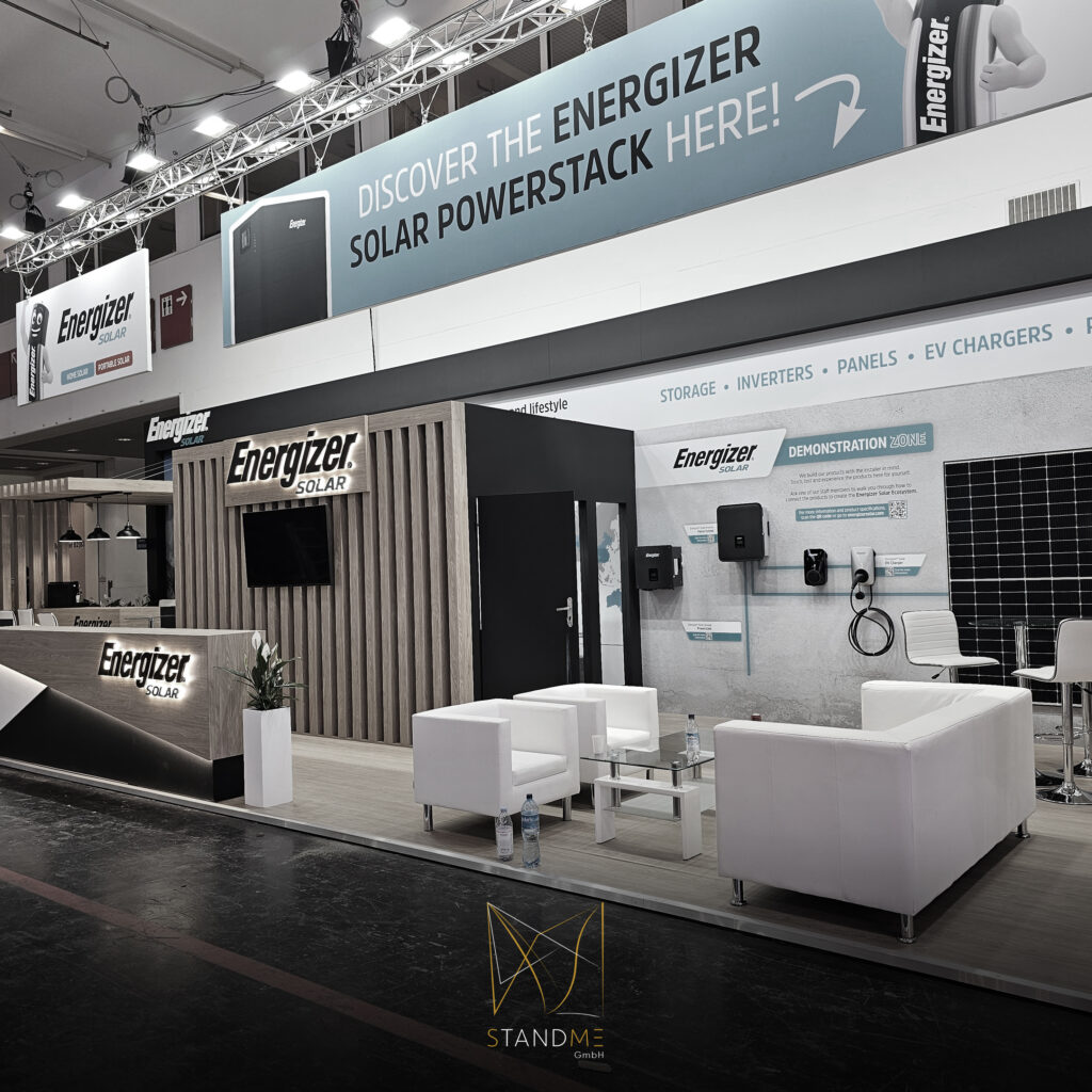 Custom exhibition stand design portfolio by StandMe showcasing creativity and client satisfaction.