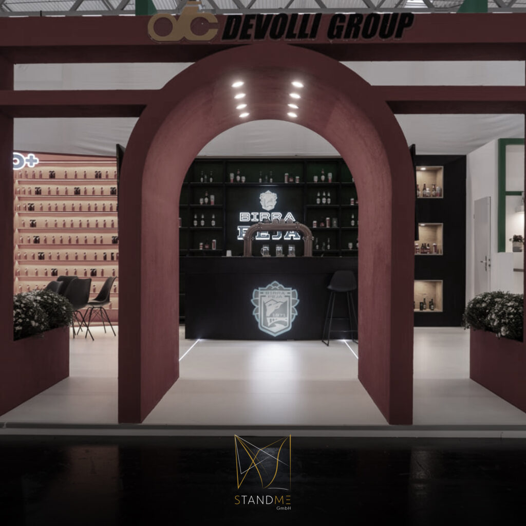Custom exhibition stand design by StandMe, showcasing creativity and detail in enhancing brand visibility.