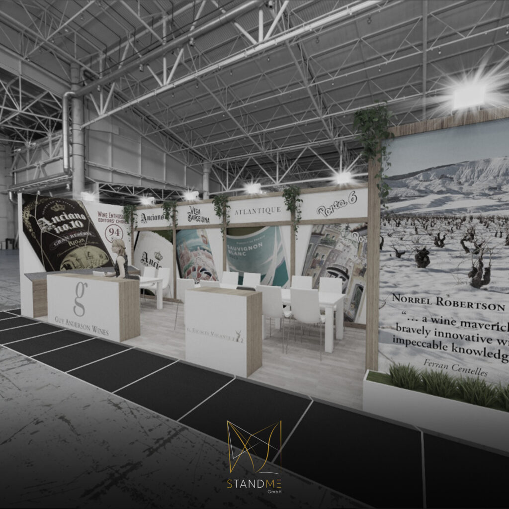 Custom exhibition stand design by StandMe showcasing creativity and attention to detail in client projects.